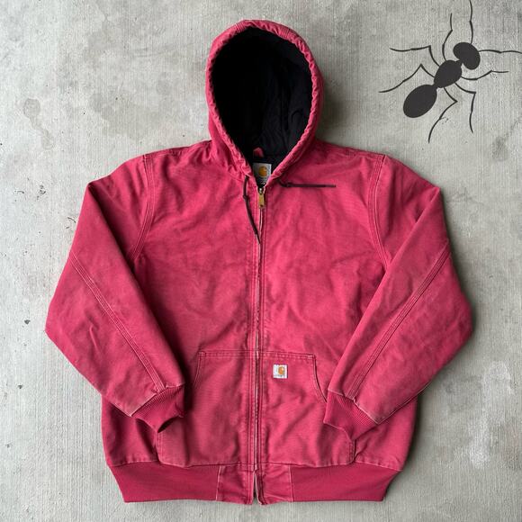 Vintage Y2K Carhartt WOMENS WJ130 pink hooded work wear jacket - Picture 1 of 9